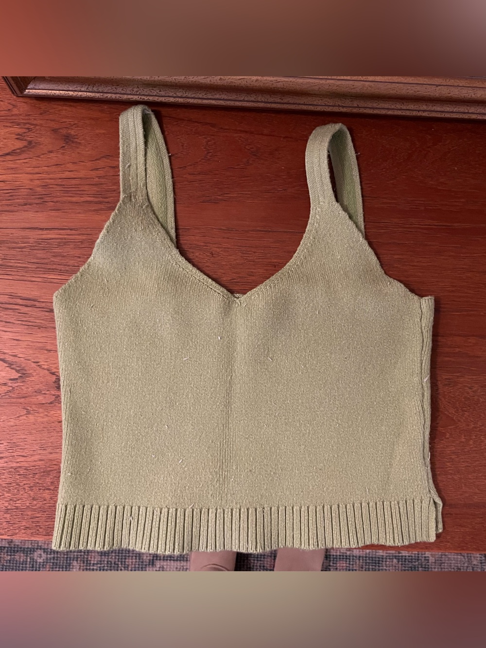 Double Zero Olive Green Ribbed Knit Crop Tank